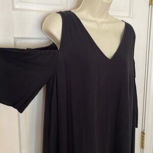 Mossimo size large black cold shoulder double v-neck dress lined NWT
